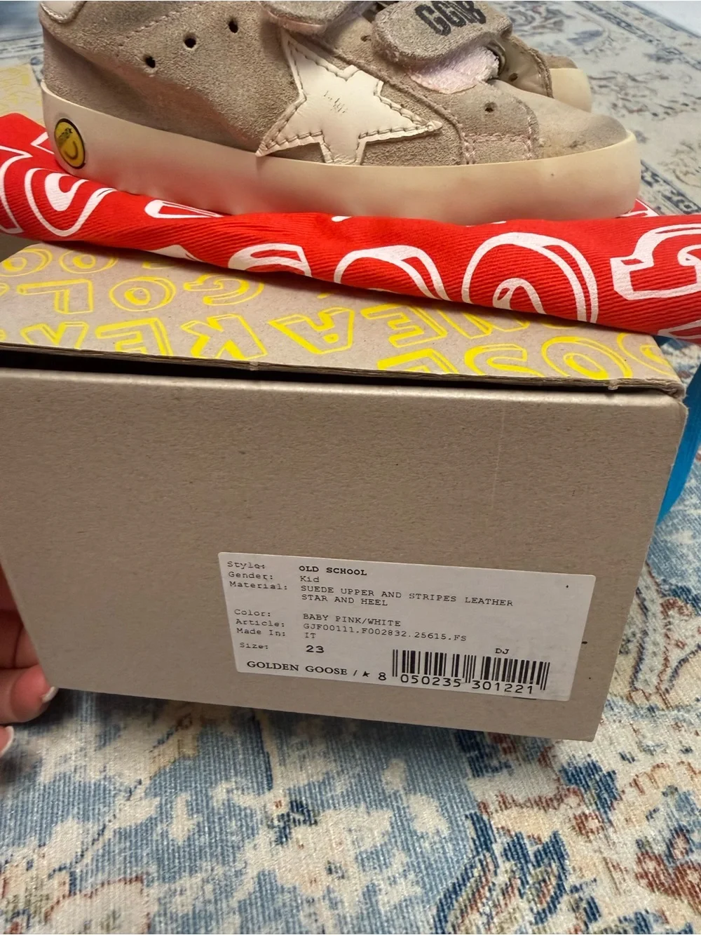 Golden Goose Kids Beige Suede Velcro Sneakers with Cream Star